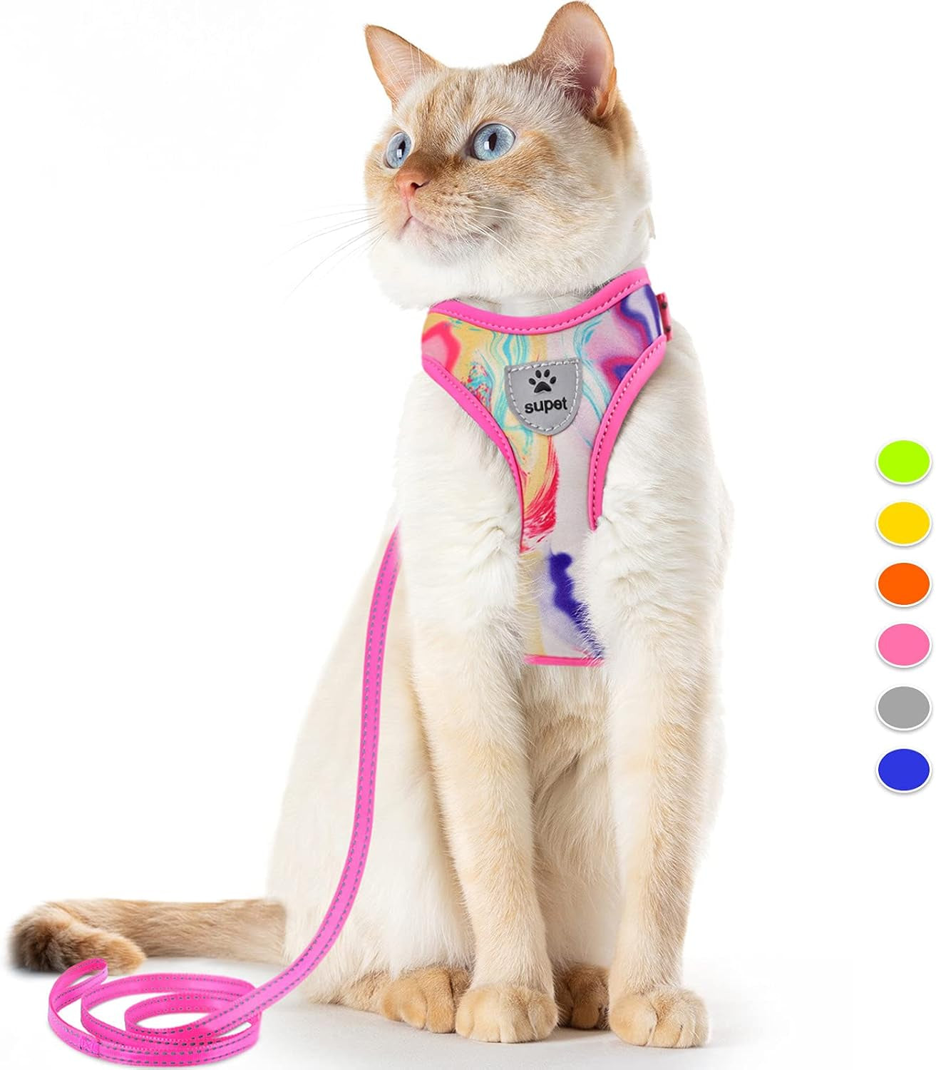 Cat Harness and Leash Set Stylish Escape Proof Cat Vest Harness Adjustable Breathable Pet Leash with Reflective Trim