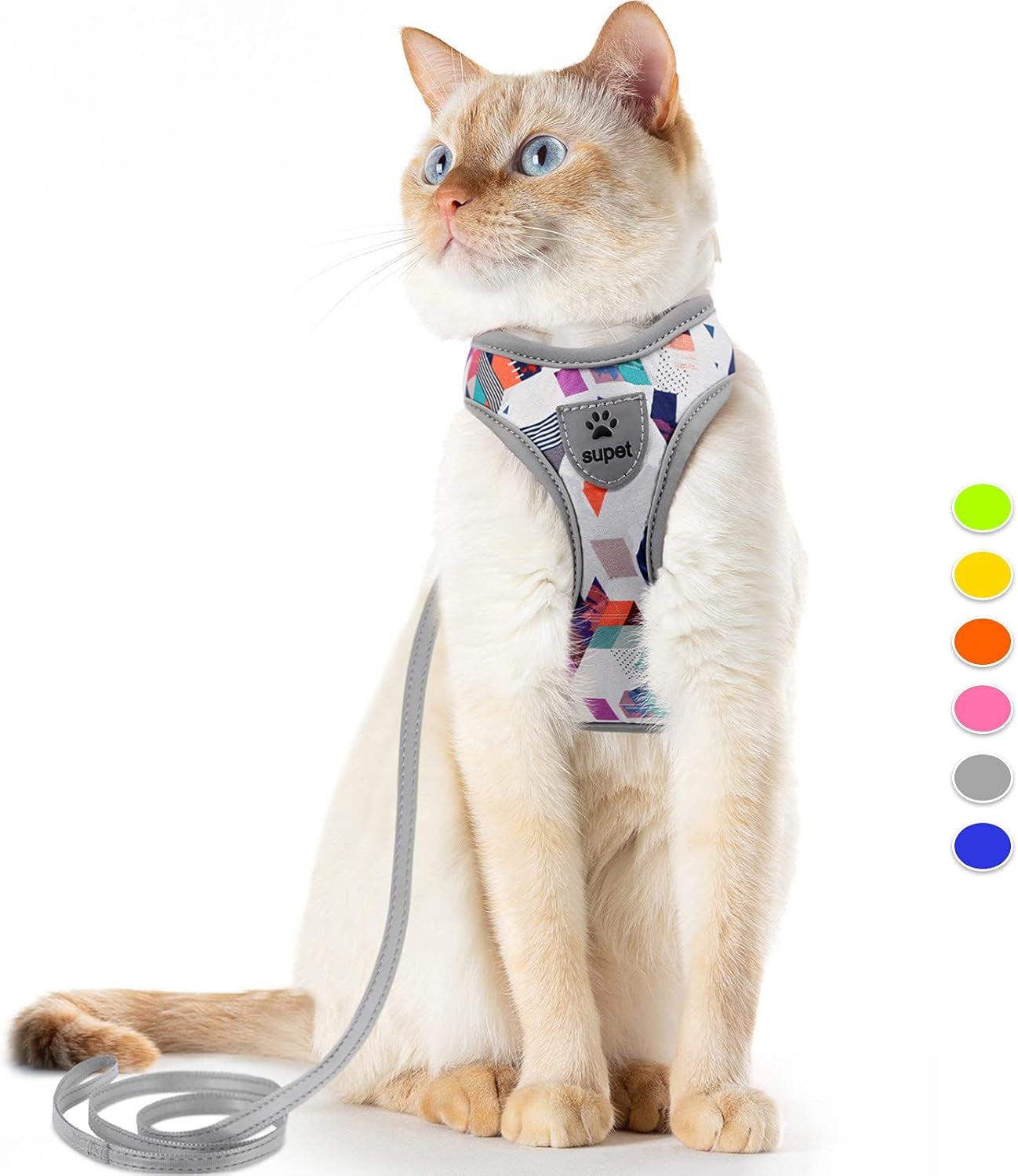 Cat Harness and Leash Set Stylish Escape Proof Cat Vest Harness Adjustable Breathable Pet Leash with Reflective Trim