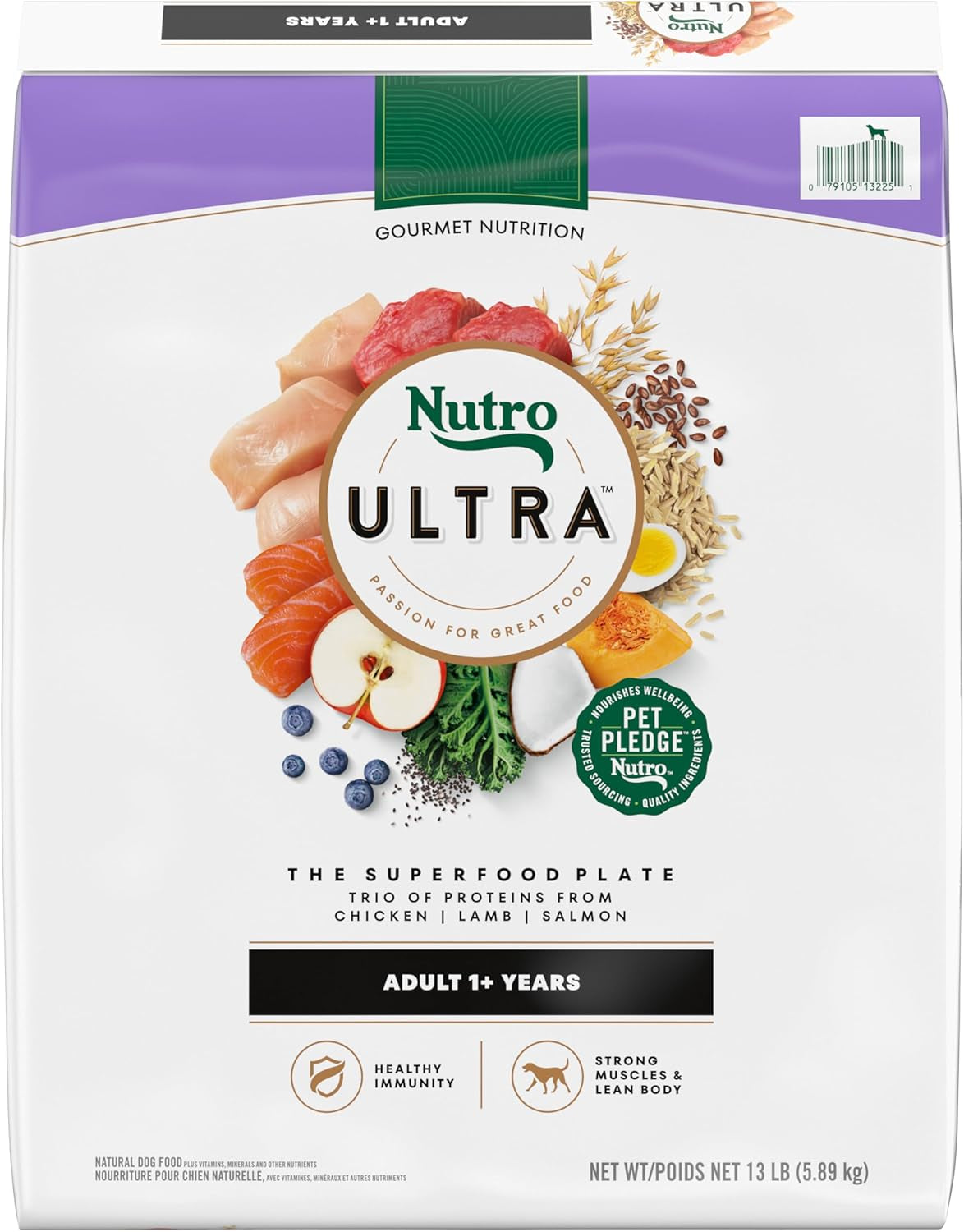 Ultra Adult Dry Dog Food with a Trio of Proteins from Chicken, Lamb and Salmon, 30 Lb Bag