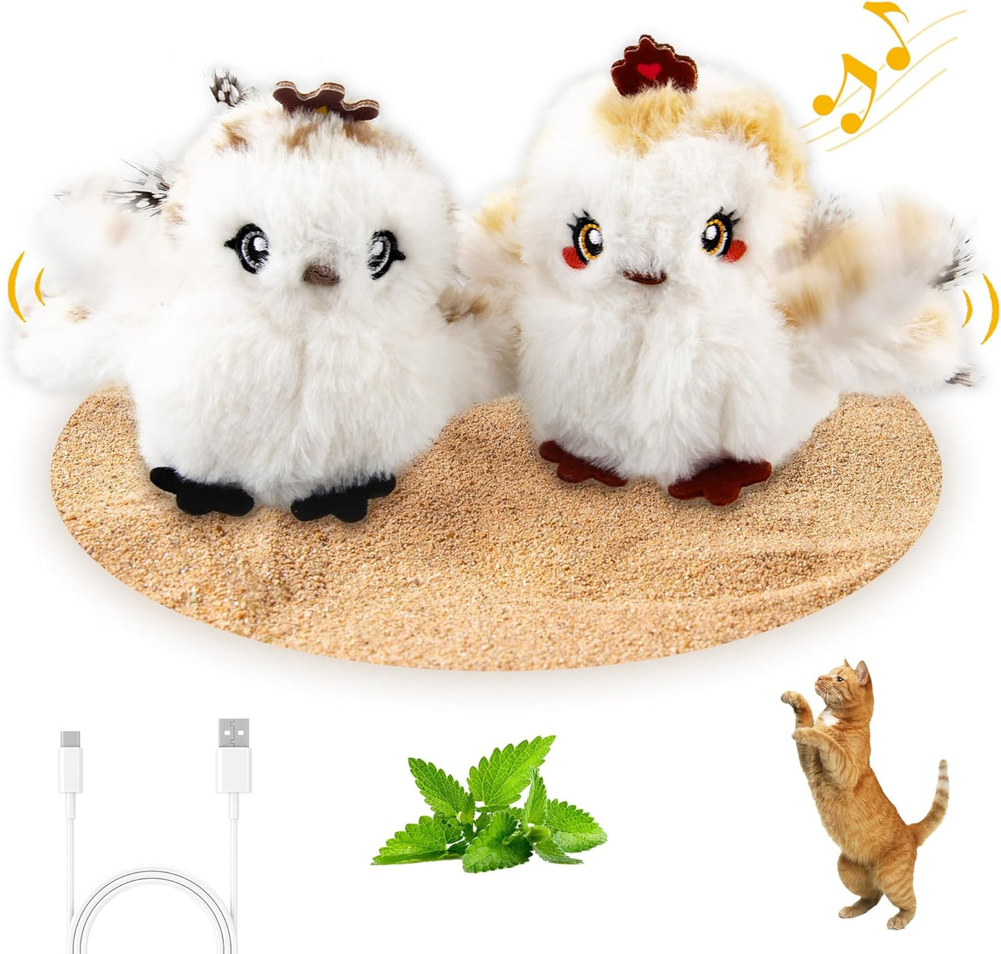 Chirping Bird Cat Toy Set - Interactive Motion-Activated Feather Toys for Indoor Cats, Perfect for Kittens and All Breeds!