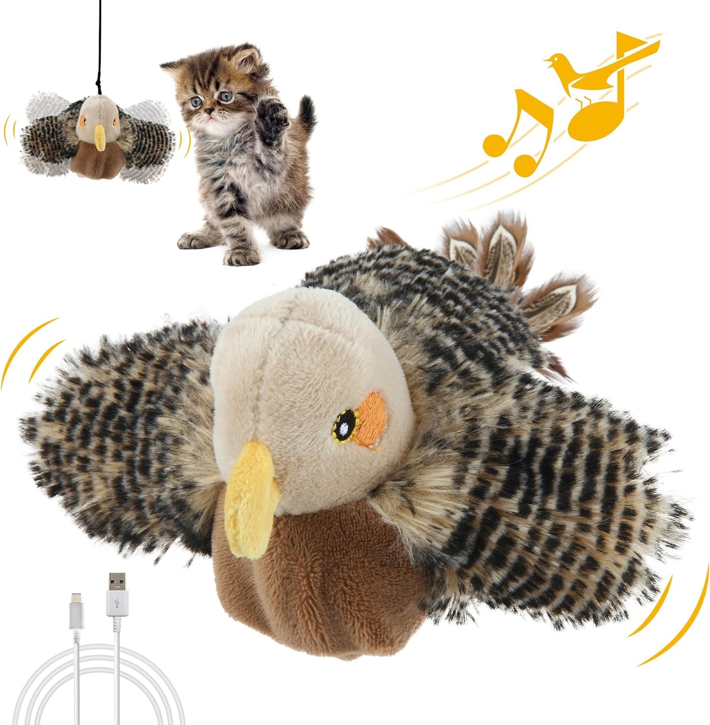 Chirping Bird Cat Toy Set - Interactive Motion-Activated Feather Toys for Indoor Cats, Perfect for Kittens and All Breeds!