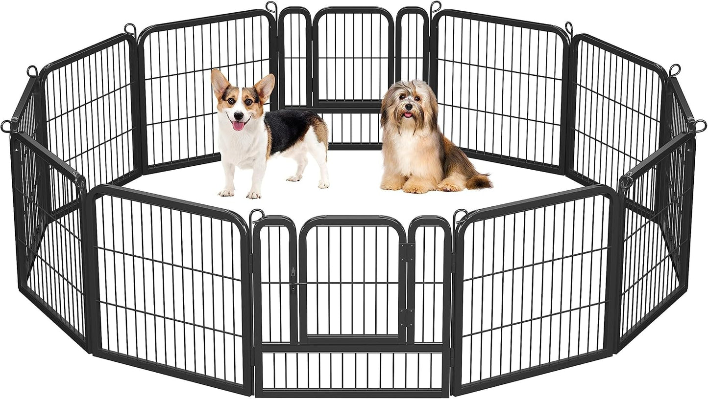 Dog Playpen Outdoor, 24 Inch 16 Panels Dog Pen Indoor Heavy Duty Puppy Exercise Pen Metal Pet Fence for RV Camping/Yard/Garden