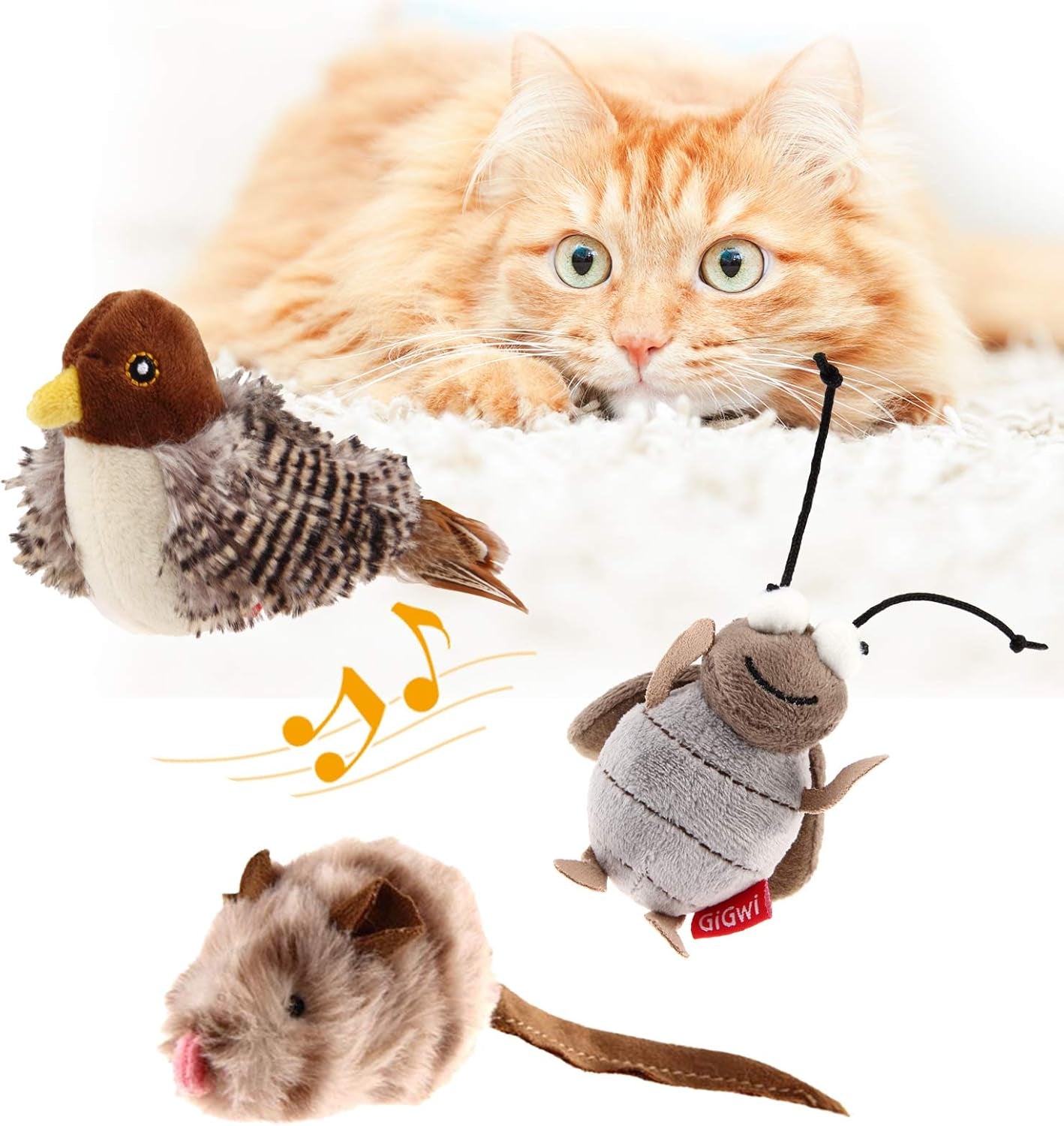 Chirping Bird Cat Toy Set - Interactive Motion-Activated Feather Toys for Indoor Cats, Perfect for Kittens and All Breeds!