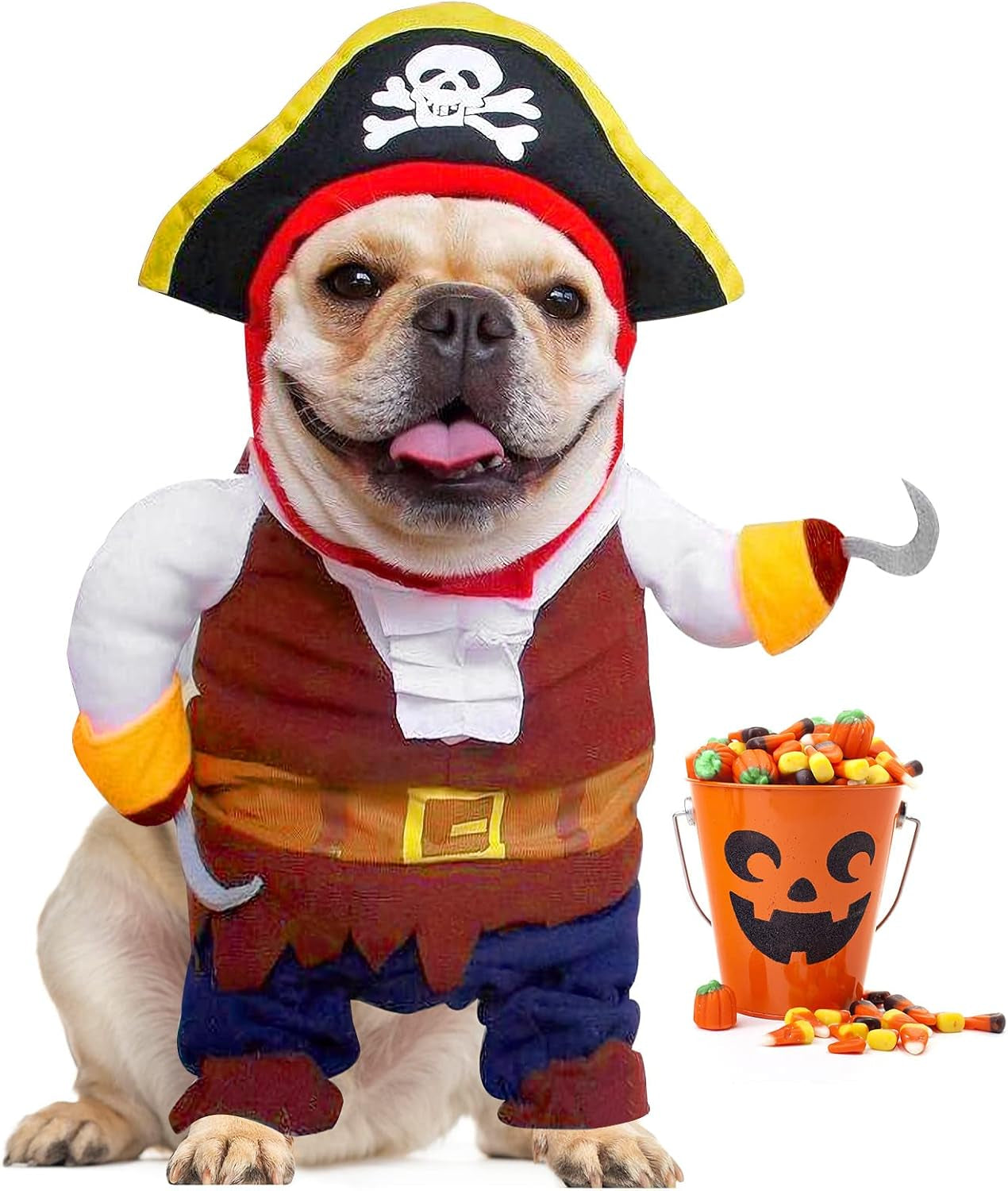 Funny Cat Pirate Costumes - Caribbean Style Pet Dressing up Cosplay Party Costume with Hat Small to Medium Dogs Cats Kitty Cute Fashion Prop Apparel for Halloween Christmas Party Accessories (S)