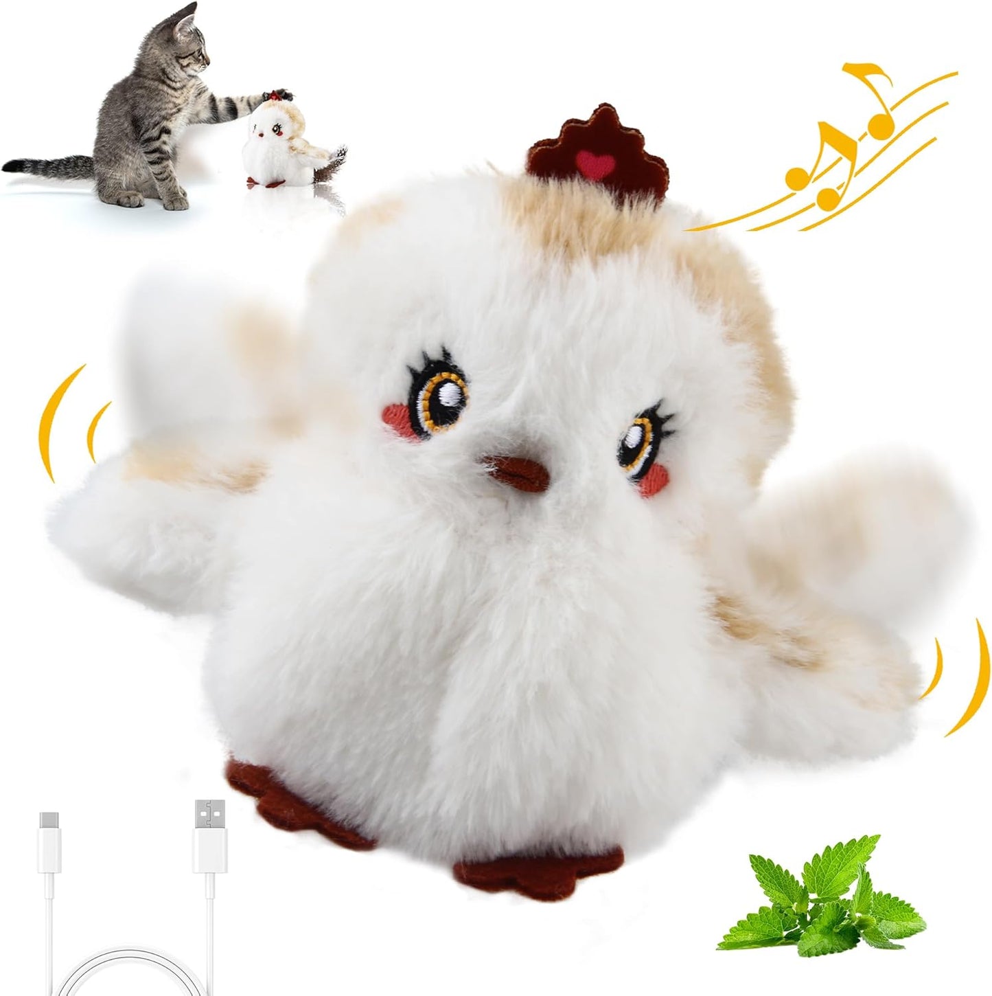 Chirping Bird Cat Toy Set - Interactive Motion-Activated Feather Toys for Indoor Cats, Perfect for Kittens and All Breeds!