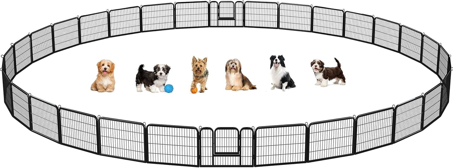 Dog Playpen Outdoor, 24 Inch 16 Panels Dog Pen Indoor Heavy Duty Puppy Exercise Pen Metal Pet Fence for RV Camping/Yard/Garden