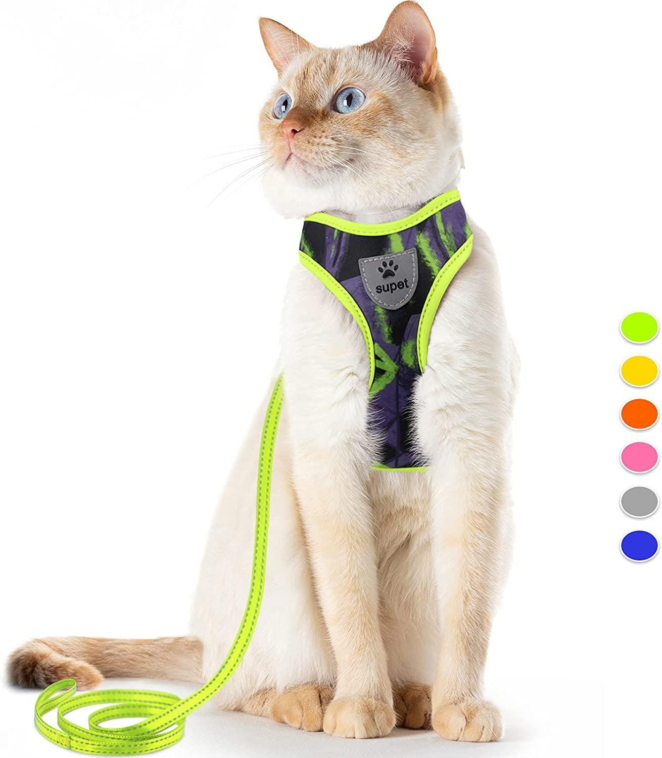 Cat Harness and Leash Set Stylish Escape Proof Cat Vest Harness Adjustable Breathable Pet Leash with Reflective Trim