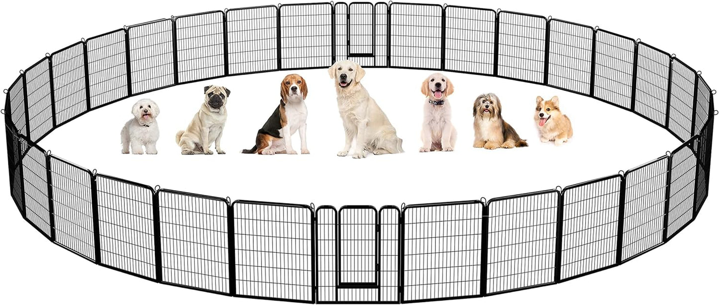 Dog Playpen Outdoor, 24 Inch 16 Panels Dog Pen Indoor Heavy Duty Puppy Exercise Pen Metal Pet Fence for RV Camping/Yard/Garden
