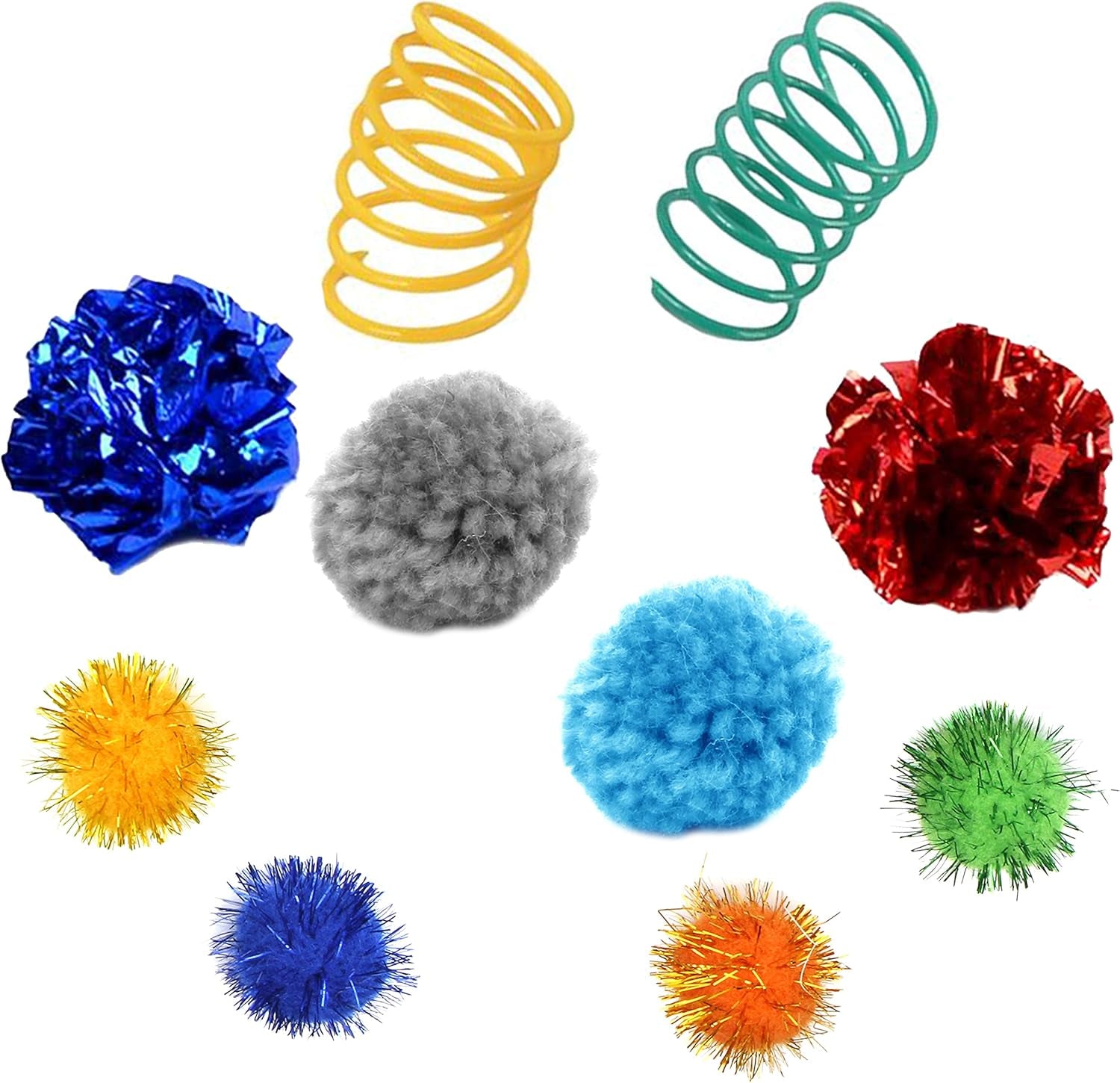 18-Piece Cat Toy Assortment - Interactive Teaser Wand, Bell Toys, Sparkle Balls & Hide and Seek Fun for Kittens and Puppies!